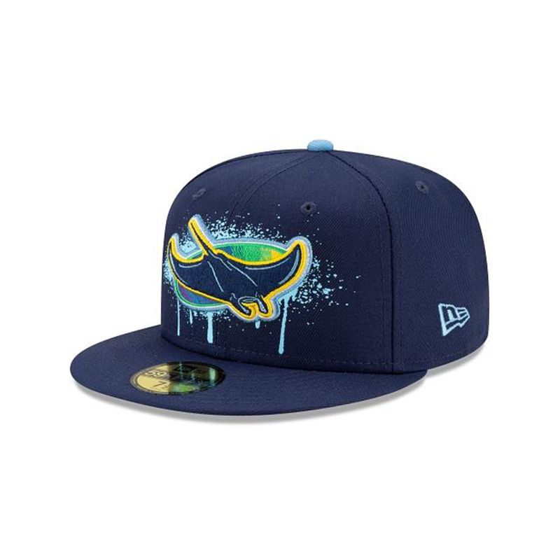 MLB Tampa Bay Rays Drip Front 59Fifty Fitted (JIQ1957) - Blue New Era Caps